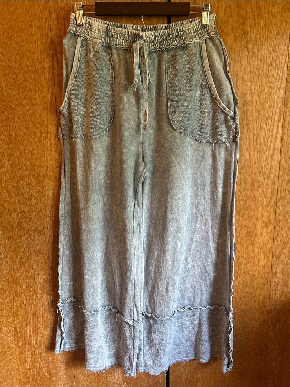 NWOT J. Her Washed Grayish Blue Wide-Leg Drawstring Pants